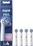 Image illustrative présentant les brossettes Oral-B Pro Sensitive Clean, conçues pour les brosses à dents électriques, pack de 4 unités.